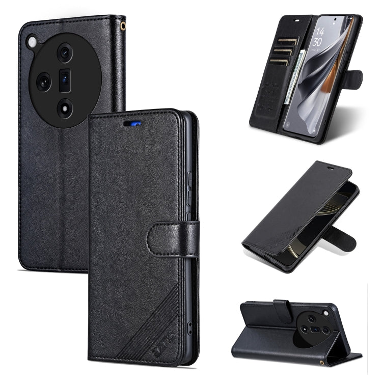 For OPPO Find X7 AZNS Sheepskin Texture Flip Leather Phone Case(Black) - OPPO Cases by AZNS | Online Shopping South Africa | PMC TechLife | Buy Now Pay Later Mobicred