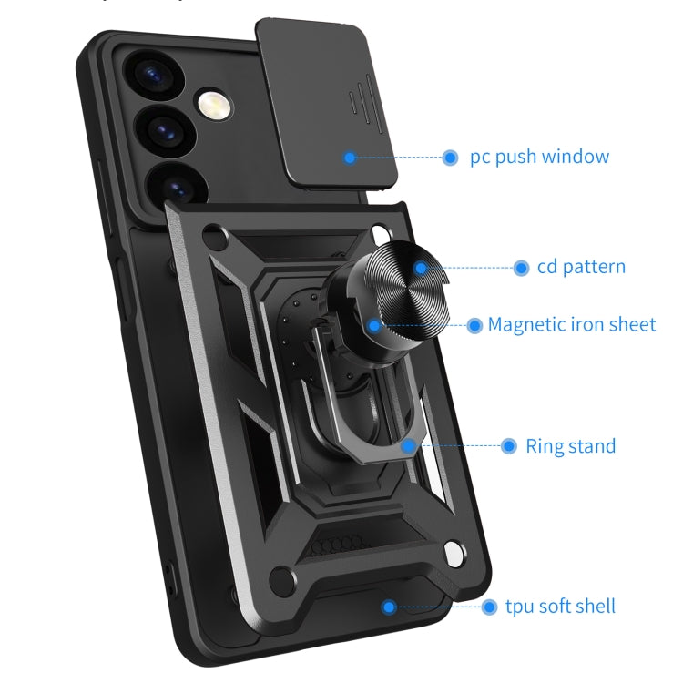 For Samsung Galaxy S24 5G Sliding Camera Cover Design TPU+PC Phone Case(Gold) - Galaxy S24 5G Cases by PMC TechLife | Online Shopping South Africa | PMC TechLife