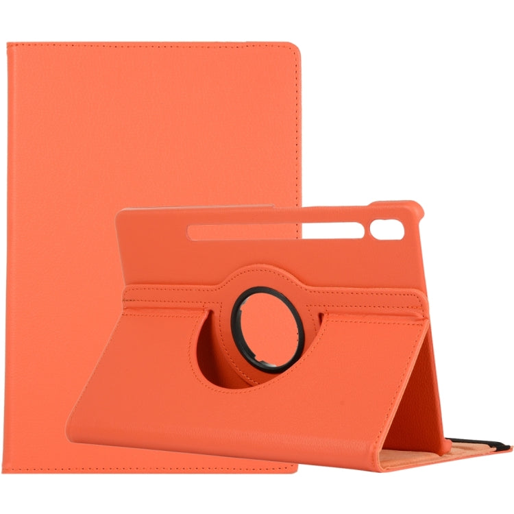 For Samsung Galaxy Tab S10 FE / S9 FE / S9 Litchi Texture 360 Degrees Rotation Holder Leather Tablet Case(Orange) - Galaxy Tab S9 Cases by PMC Jewellery | Online Shopping South Africa | PMC Jewellery | Buy Now Pay Later Mobicred