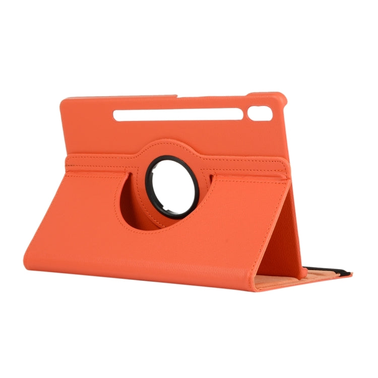For Samsung Galaxy Tab S10 FE / S9 FE / S9 Litchi Texture 360 Degrees Rotation Holder Leather Tablet Case(Orange) - Galaxy Tab S9 Cases by PMC Jewellery | Online Shopping South Africa | PMC Jewellery | Buy Now Pay Later Mobicred