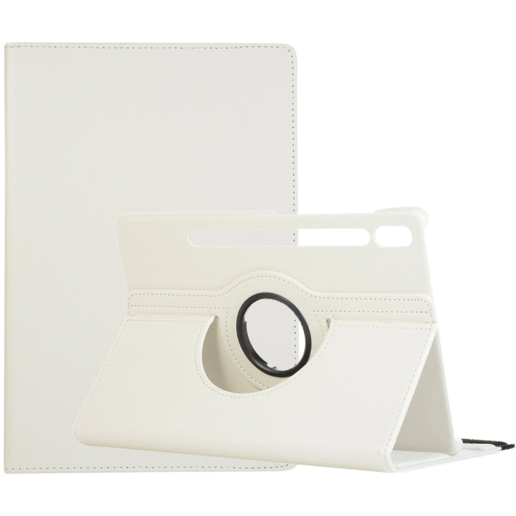 For Samsung Galaxy Tab S10 FE / S9 FE / S9 Litchi Texture 360 Degrees Rotation Holder Leather Tablet Case(White) - free shipping - PMC Jewellery - Order now!