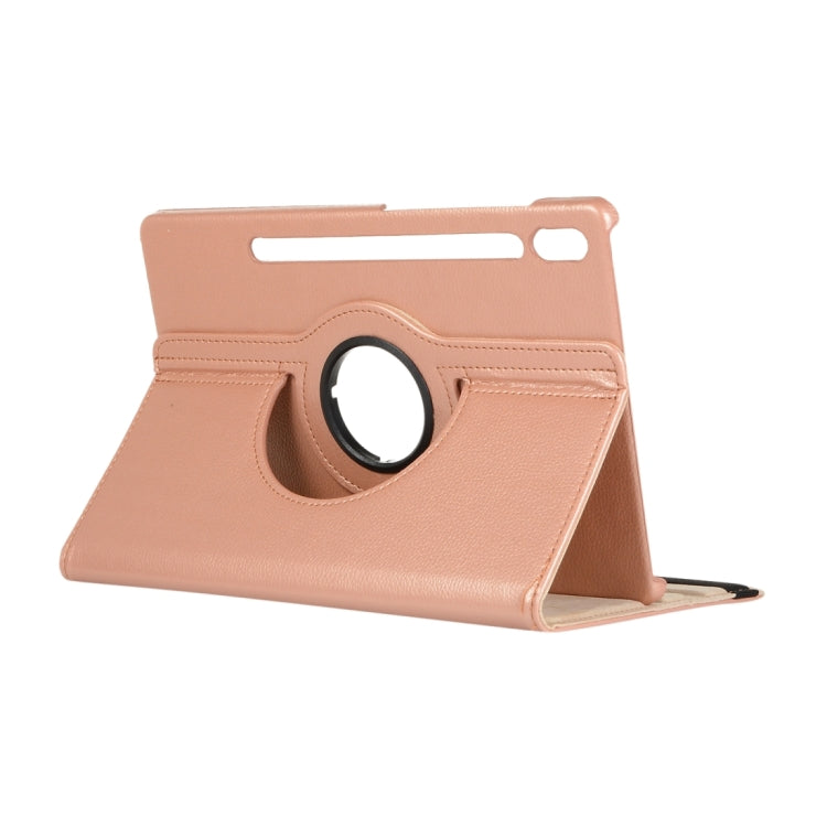 For Samsung Galaxy Tab S9+ / Tab S10+ Litchi Texture 360 Degrees Rotation Holder Leather Tablet Case(Rose Gold) - Galaxy Tab S9+ Cases by PMC Jewellery | Online Shopping South Africa | PMC Jewellery | Buy Now Pay Later Mobicred