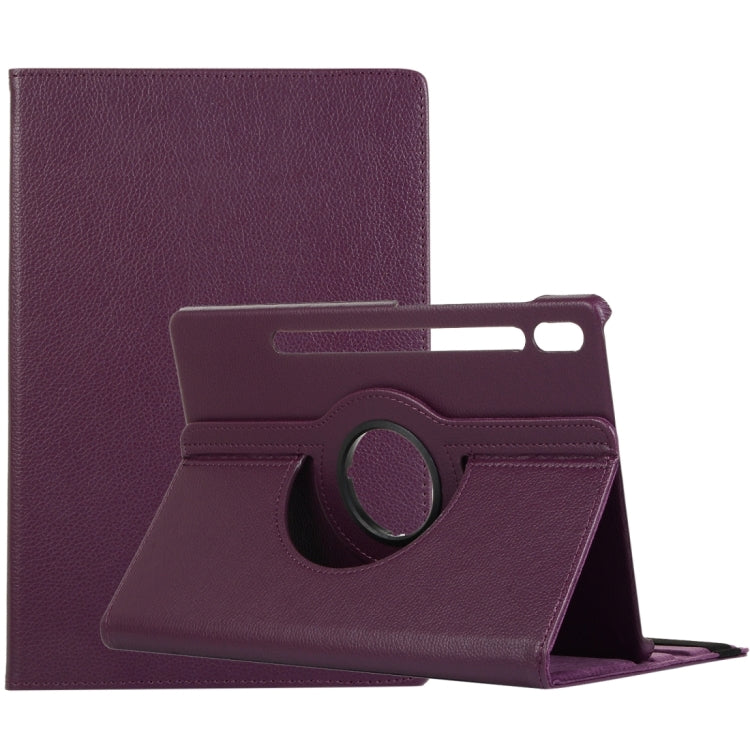 For Samsung Galaxy Tab S9 Ultra 360 Degrees Rotation Holder Litchi Texture Leather Tablet Case(Purple) - Galaxy Tab S9 Ultra Cases by PMC Jewellery | Online Shopping South Africa | PMC Jewellery | Buy Now Pay Later Mobicred