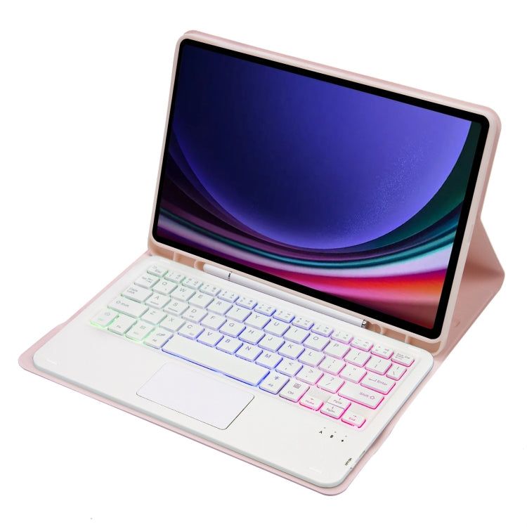 For Samsung Galaxy Tab S9 Candy Color Touch Backlight Bluetooth Keyboard Leather Tablet Case with Pen Holder(Pink) - free shipping - PMC TechLife - Order now!