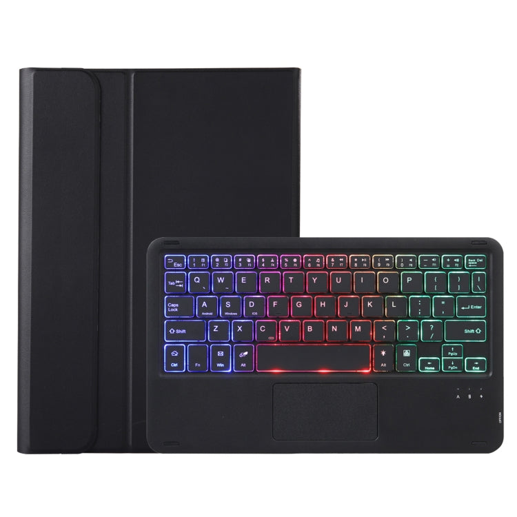 For Samsung Galaxy Tab S9 FE Candy Color Touch Backlight Bluetooth Keyboard Leather Tablet Case with Pen Holder(Black) - Samsung Keyboard by PMC TechLife | Online Shopping South Africa | PMC TechLife