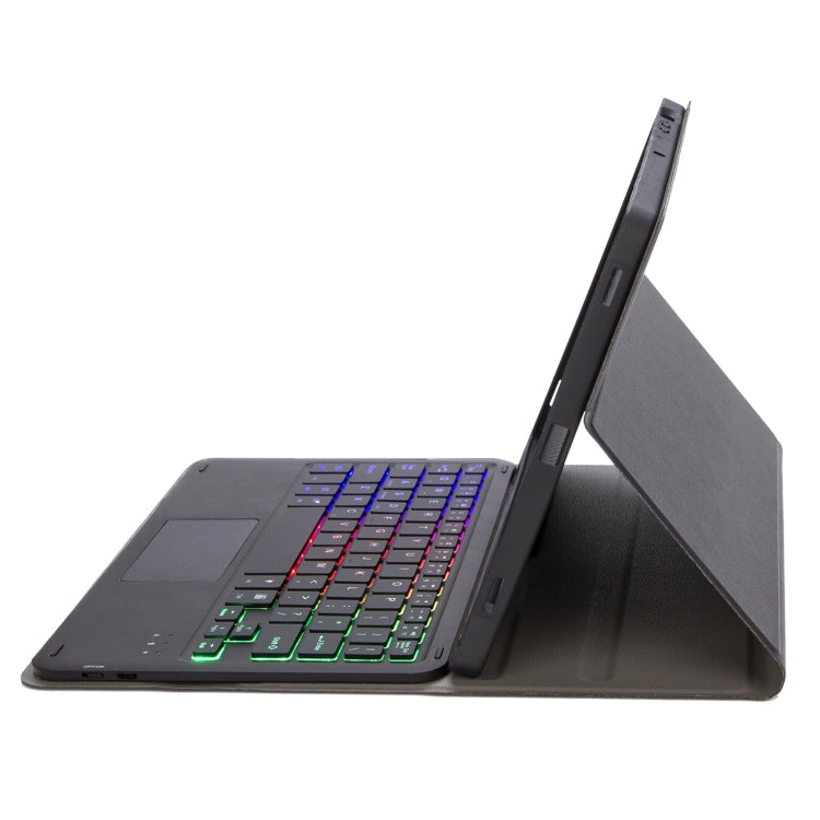 For Samsung Galaxy Tab S9 FE Candy Color Touch Backlight Bluetooth Keyboard Leather Tablet Case with Pen Holder(Black) - Samsung Keyboard by PMC TechLife | Online Shopping South Africa | PMC TechLife