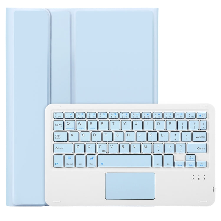 For Samsung Galaxy Tab S9 FE A710B-A Candy Color TPU Touch Bluetooth Keyboard Leather Tablet Case with Pen Holder(Ice Blue) - Samsung Keyboard by PMC TechLife | Online Shopping South Africa | PMC TechLife