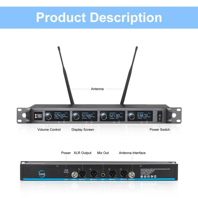 XTUGA A140-C Wireless Microphone System 4-Channel UHF Four Conference Mics(UK Plug) - free shipping - PMC Jewellery - Order now!