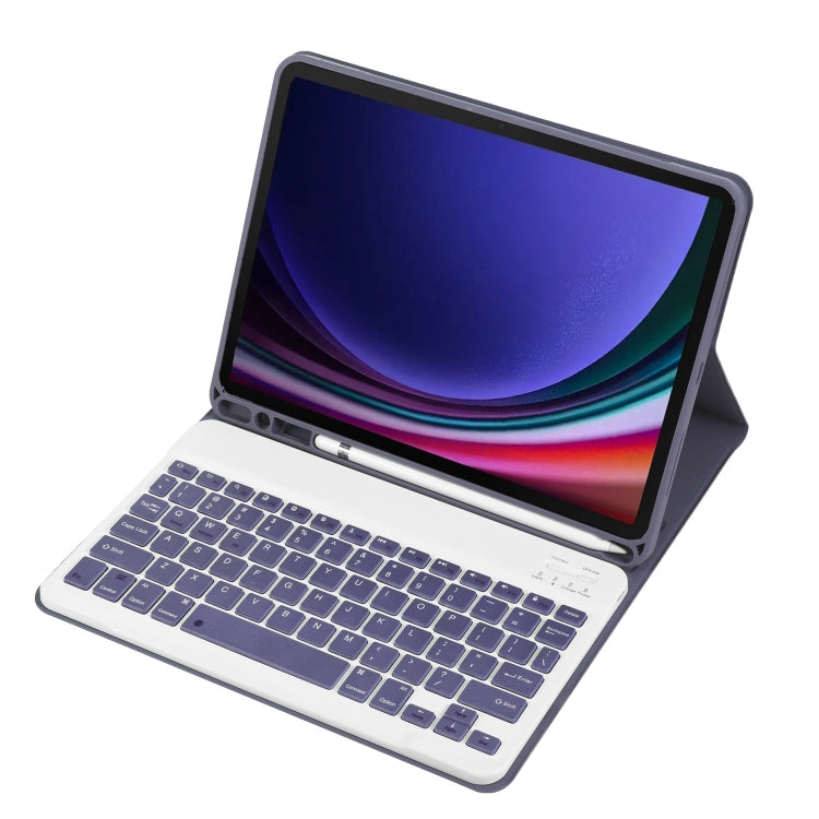 For Samsung Galaxy Tab S9 A710B Candy Color TPU Bluetooth Keyboard Leather Tablet Case with Pen Holder(Purple) - Samsung Keyboard by PMC TechLife | Online Shopping South Africa | PMC TechLife