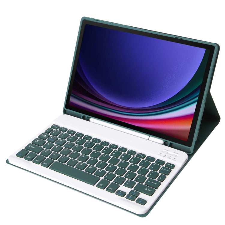 For Samsung Galaxy Tab S9 FE / S10 FE A710B Candy Color TPU Bluetooth Keyboard Leather Tablet Case with Pen Holder(Dark Green) - Samsung Keyboard by PMC TechLife | Online Shopping South Africa | PMC TechLife | Buy Now Pay Later Mobicred