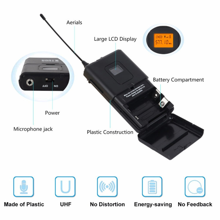 XTUGA A400-B Professional 4-Channel UHF Wireless Microphone System with 4 BodyPack Lavalier Headset Microphone(AU Plug) - free shipping - PMC Jewellery - Order now!