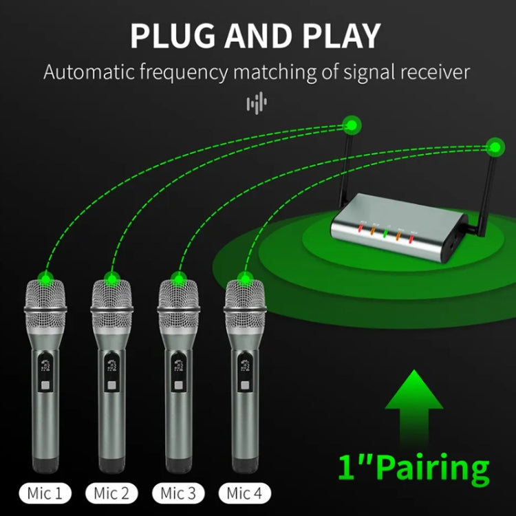 XTUGA U-F4600 Professional 4-Channel UHF Wireless Microphone System with 4 Handheld Microphone(AU Plug) - Microphone by XTUGA | Online Shopping South Africa | PMC TechLife | Buy Now Pay Later Mobicred