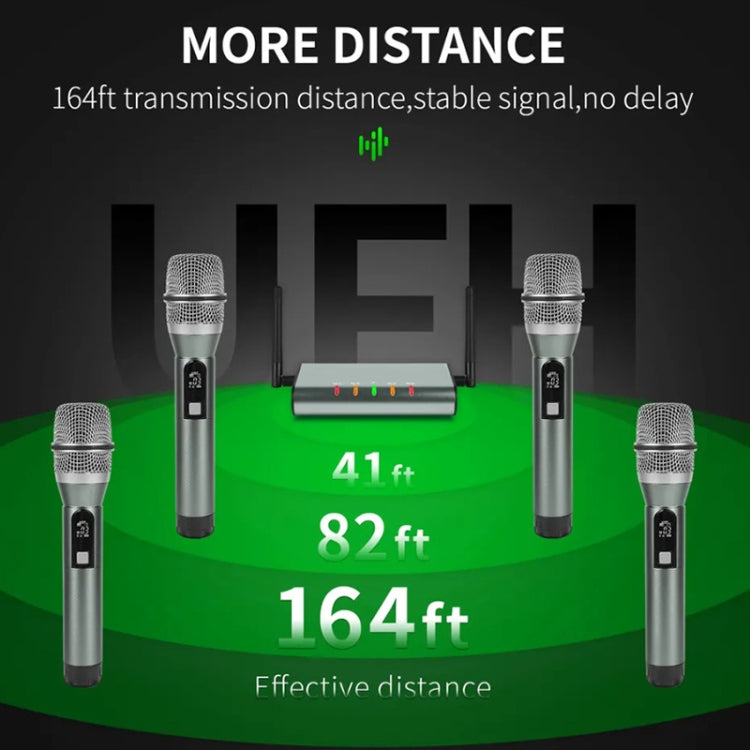XTUGA U-F4600 Professional 4-Channel UHF Wireless Microphone System with 4 Handheld Microphone(EU Plug) - Microphone by XTUGA | Online Shopping South Africa | PMC TechLife | Buy Now Pay Later Mobicred