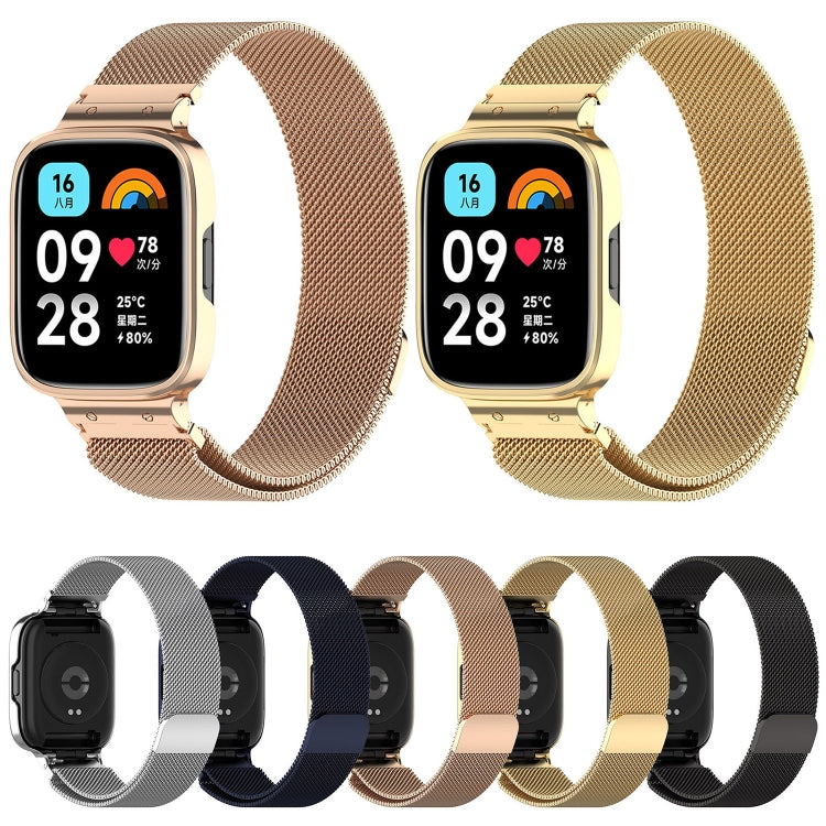For Redmi Watch 3 Lite / Watch 3 Active 2 in 1 Milan Metal Watch Band with Watch Frame(Rose Gold) - free shipping - PMC TechLife - Order now!
