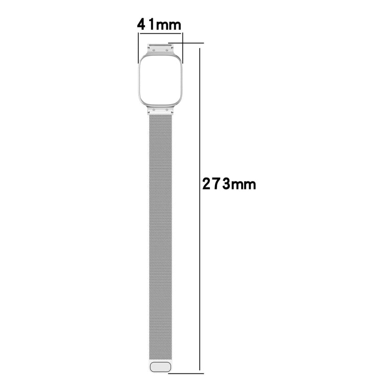 For Redmi Watch 3 Lite / Watch 3 Active 2 in 1 Milan Metal Watch Band with Watch Frame(Silver) - Watch Bands by PMC TechLife | Online Shopping South Africa | PMC TechLife