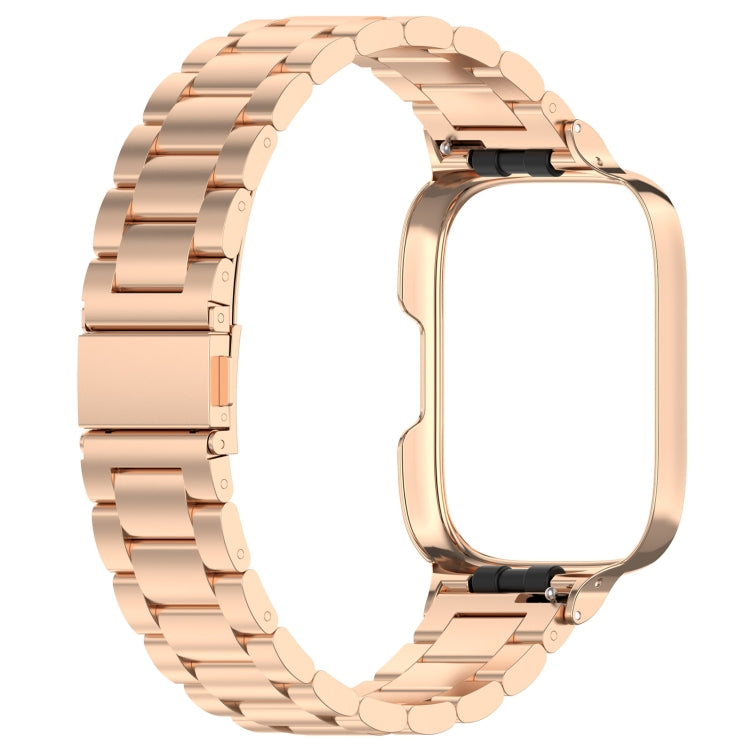 For Redmi Watch 3 Lite / Watch 3 Active 2 in 1 Three-bead Metal Watch Band with Watch Frame(Rose Gold) - free shipping - PMC TechLife - Order now!
