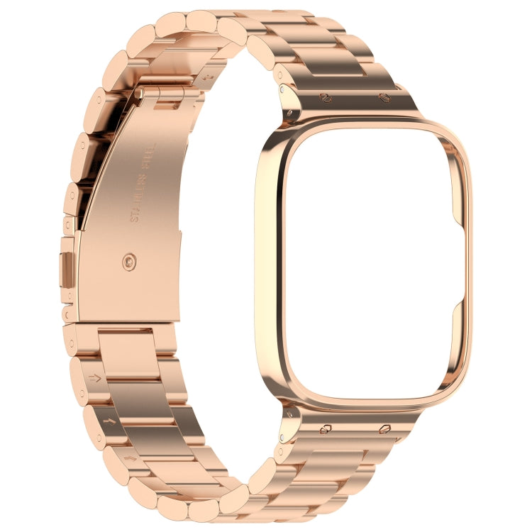 For Redmi Watch 3 Lite / Watch 3 Active 2 in 1 Three-bead Metal Watch Band with Watch Frame(Rose Gold) - free shipping - PMC TechLife - Order now!
