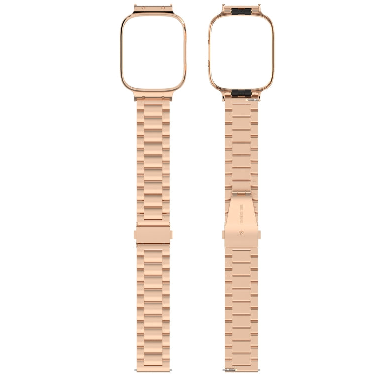 For Redmi Watch 3 Lite / Watch 3 Active 2 in 1 Three-bead Metal Watch Band with Watch Frame(Rose Gold) - free shipping - PMC TechLife - Order now!