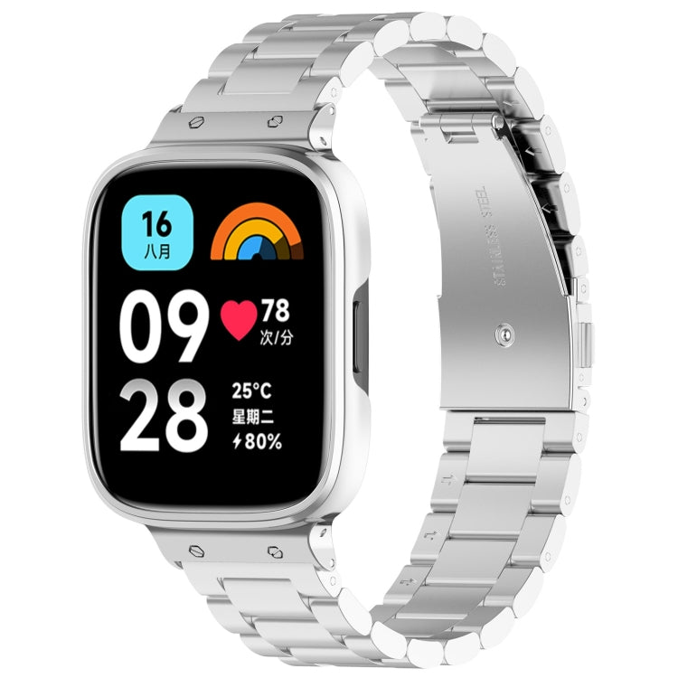 For Redmi Watch 3 Lite / Watch 3 Active 2 in 1 Three-bead Metal Watch Band with Watch Frame(Silver) - free shipping - PMC TechLife - Order now!