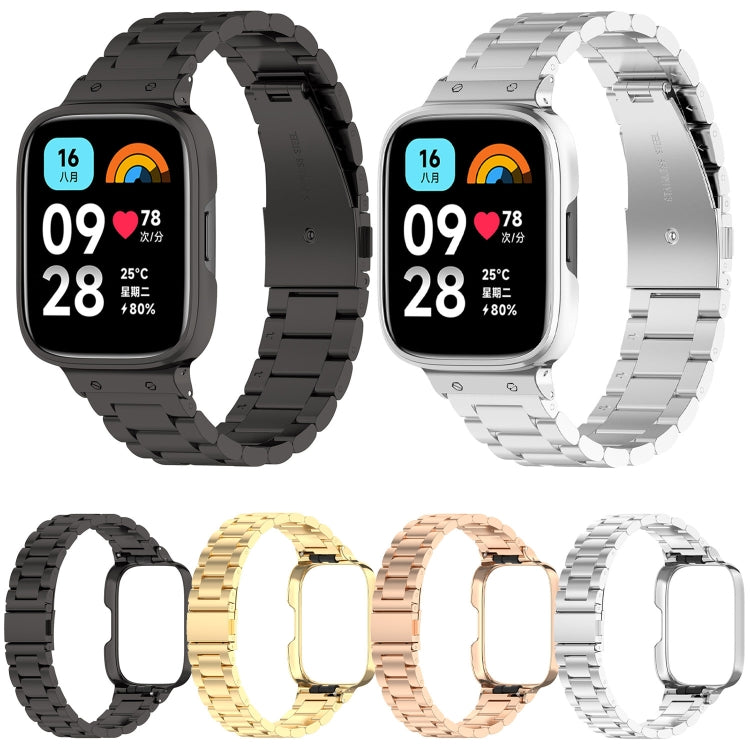 For Redmi Watch 3 Lite / Watch 3 Active 2 in 1 Three-bead Metal Watch Band with Watch Frame(Silver) - free shipping - PMC TechLife - Order now!