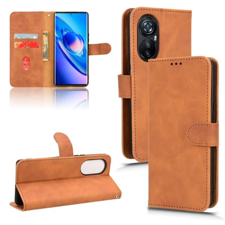 For Blackview A200 Pro Skin Feel Magnetic Flip Leather Phone Case(Brown) - More Brand by PMC TechLife | Online Shopping South Africa | PMC TechLife
