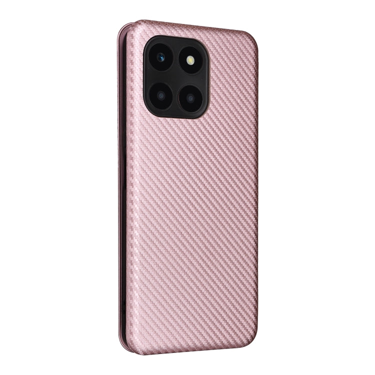 For Honor X6a 4G Carbon Fiber Texture Flip Leather Phone Case(Pink) - Honor Cases by PMC TechLife | Online Shopping South Africa | PMC TechLife