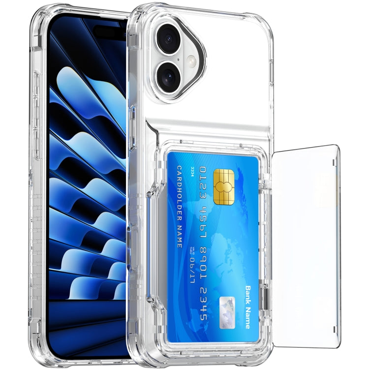 For iPhone 16 Plus Crystal Clear Flip Card Slot Phone Case(Transparent) - iPhone 16 Plus Cases by PMC TechLife | Online Shopping South Africa | PMC TechLife | Buy Now Pay Later Mobicred