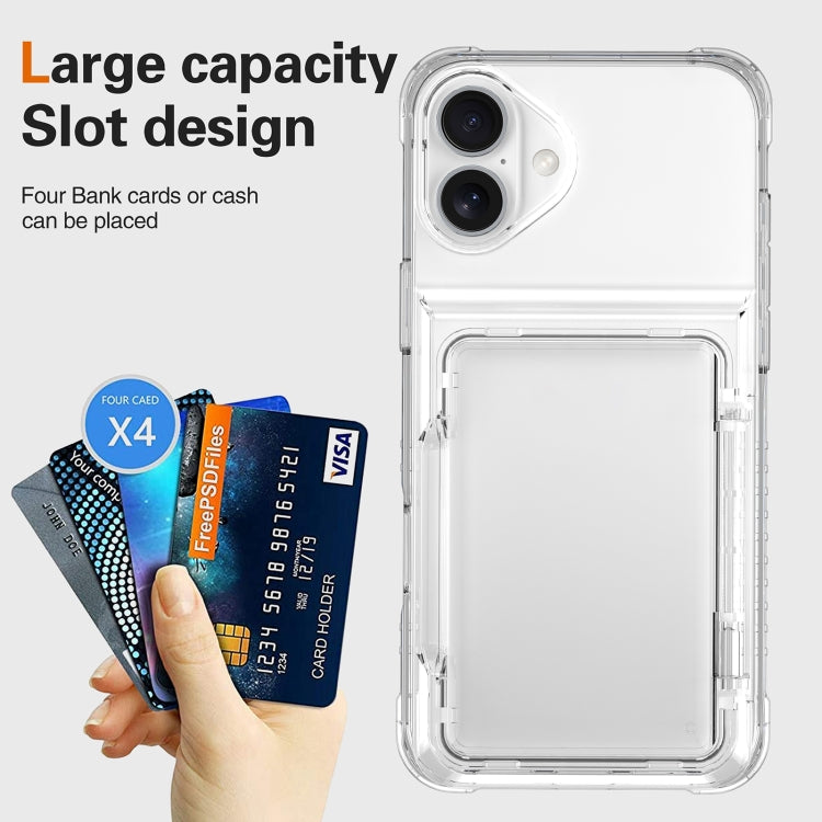 For iPhone 16 Plus Crystal Clear Flip Card Slot Phone Case(Transparent) - iPhone 16 Plus Cases by PMC TechLife | Online Shopping South Africa | PMC TechLife | Buy Now Pay Later Mobicred