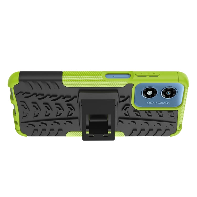 For Motorola Moto G Play 4G 2024 Tire Texture TPU + PC Phone Case with Holder(Green) - Motorola Cases by PMC Jewellery | Online Shopping South Africa | PMC Jewellery | Buy Now Pay Later Mobicred