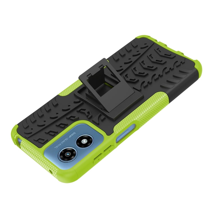 For Motorola Moto G Play 4G 2024 Tire Texture TPU + PC Phone Case with Holder(Green) - Motorola Cases by PMC Jewellery | Online Shopping South Africa | PMC Jewellery | Buy Now Pay Later Mobicred