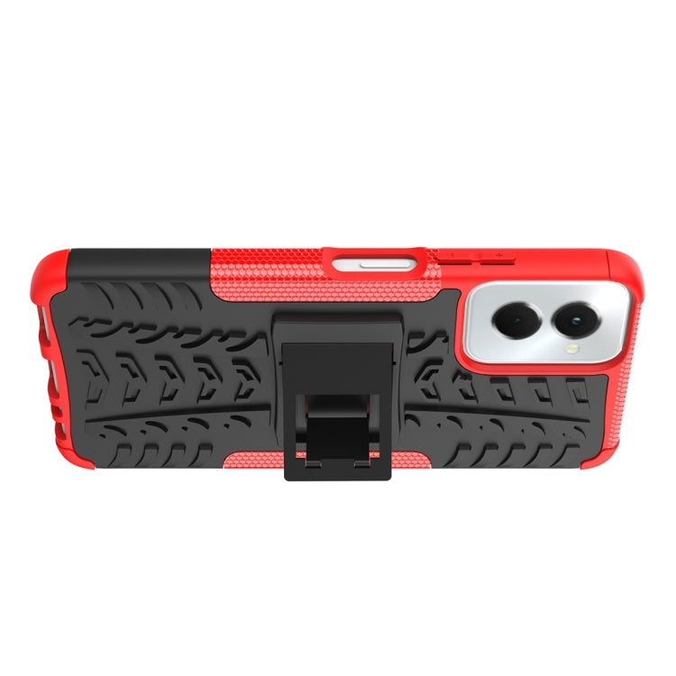For Motorola Moto G Power 5G 2024 Tire Texture TPU + PC Phone Case with Holder(Red) - Motorola Cases by PMC Jewellery | Online Shopping South Africa | PMC Jewellery | Buy Now Pay Later Mobicred