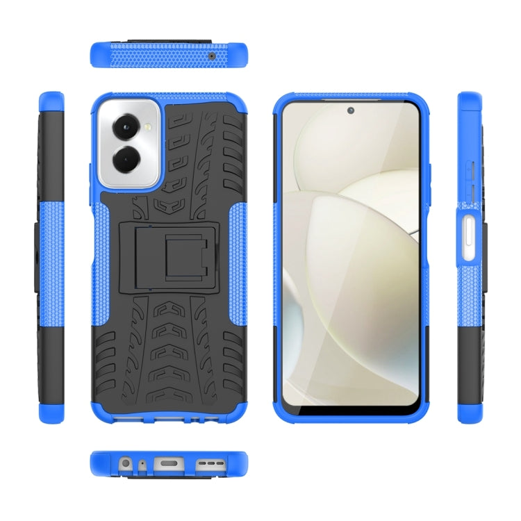 For Motorola Moto G Power 5G 2024 Tire Texture TPU + PC Phone Case with Holder(Blue) - Motorola Cases by PMC Jewellery | Online Shopping South Africa | PMC Jewellery | Buy Now Pay Later Mobicred