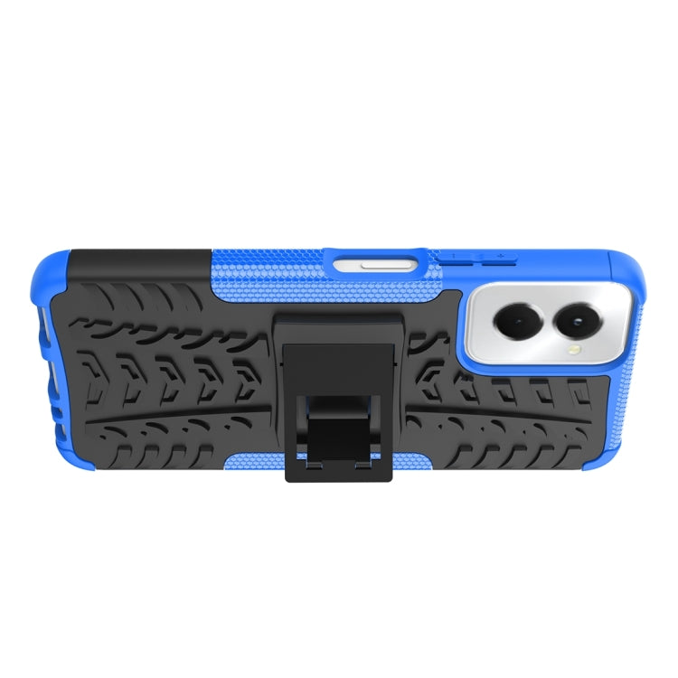 For Motorola Moto G Power 5G 2024 Tire Texture TPU + PC Phone Case with Holder(Blue) - Motorola Cases by PMC Jewellery | Online Shopping South Africa | PMC Jewellery | Buy Now Pay Later Mobicred