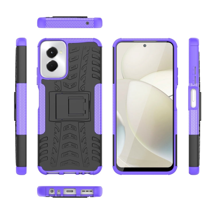 For Motorola Moto G Power 5G 2024 Tire Texture TPU + PC Phone Case with Holder(Purple) - Motorola Cases by PMC Jewellery | Online Shopping South Africa | PMC Jewellery | Buy Now Pay Later Mobicred