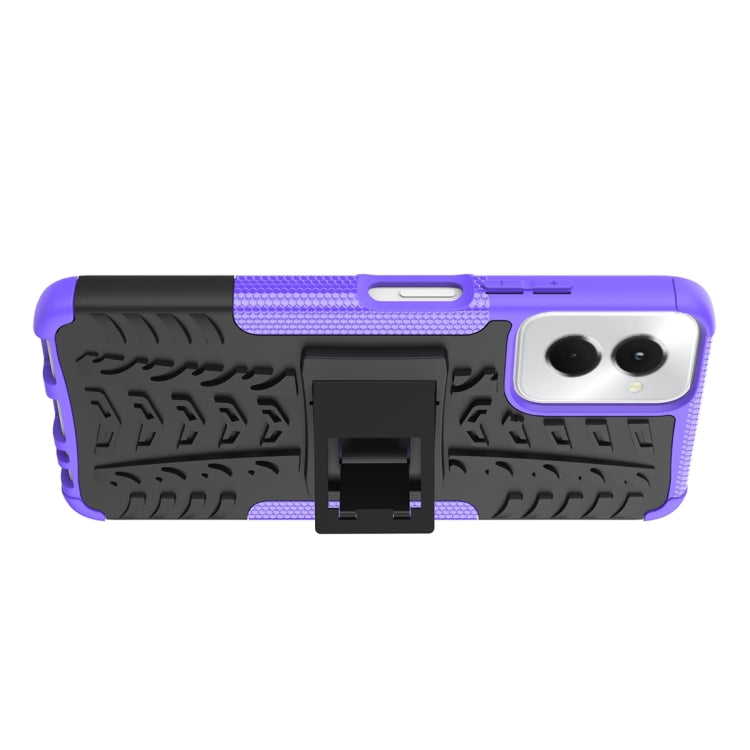 For Motorola Moto G Power 5G 2024 Tire Texture TPU + PC Phone Case with Holder(Purple) - Motorola Cases by PMC Jewellery | Online Shopping South Africa | PMC Jewellery | Buy Now Pay Later Mobicred