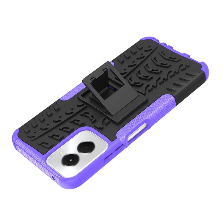 For Motorola Moto G Power 5G 2024 Tire Texture TPU + PC Phone Case with Holder(Purple) - Motorola Cases by PMC Jewellery | Online Shopping South Africa | PMC Jewellery | Buy Now Pay Later Mobicred