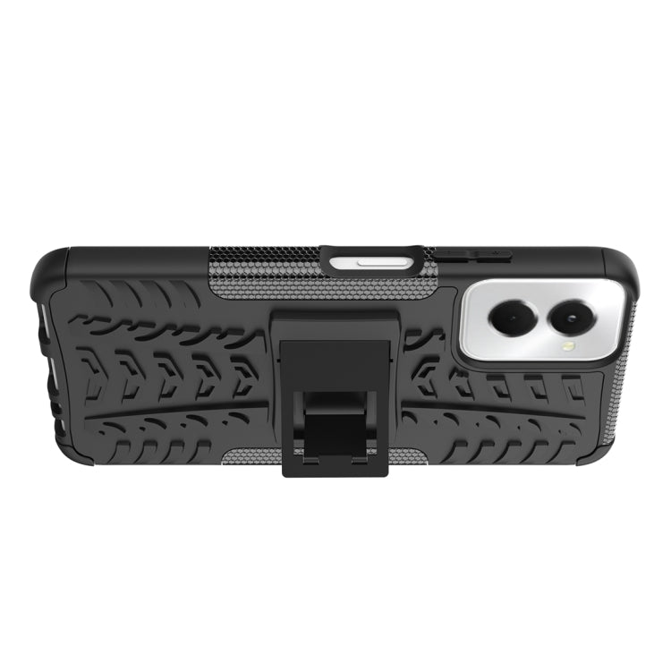 For Motorola Moto G Power 5G 2024 Tire Texture TPU + PC Phone Case with Holder(Black) - Motorola Cases by PMC Jewellery | Online Shopping South Africa | PMC Jewellery | Buy Now Pay Later Mobicred