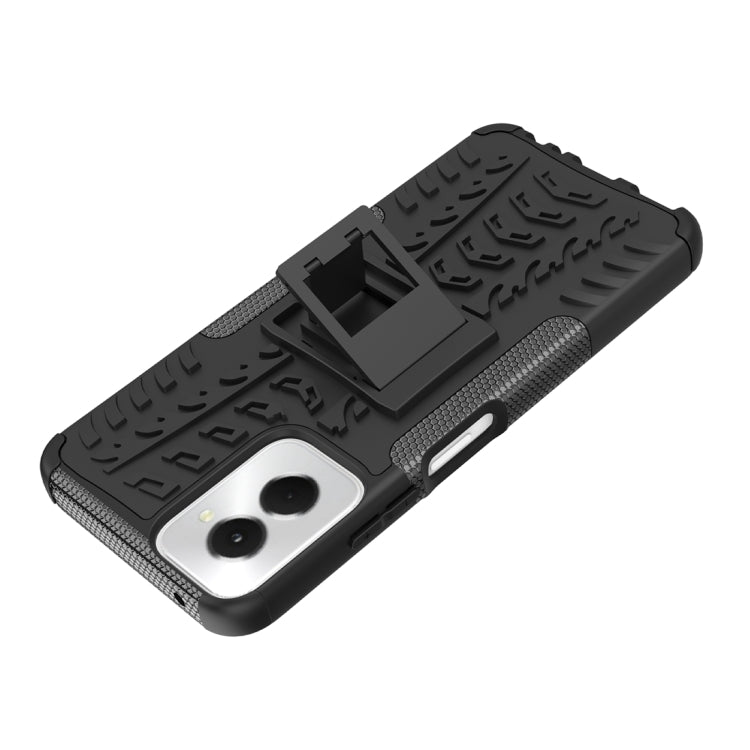 For Motorola Moto G Power 5G 2024 Tire Texture TPU + PC Phone Case with Holder(Black) - Motorola Cases by PMC Jewellery | Online Shopping South Africa | PMC Jewellery | Buy Now Pay Later Mobicred