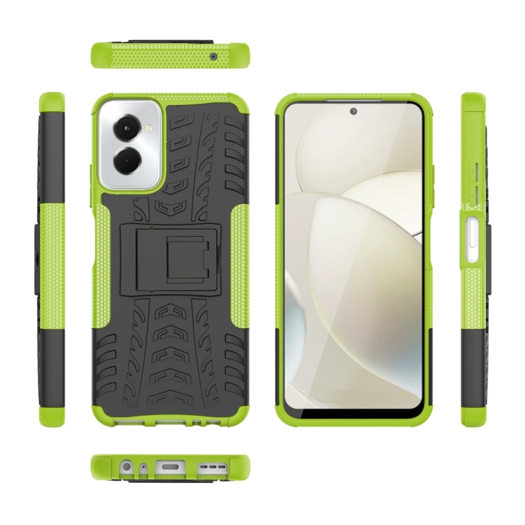 For Motorola Moto G Power 5G 2024 Tire Texture TPU + PC Phone Case with Holder(Green) - Motorola Cases by PMC Jewellery | Online Shopping South Africa | PMC Jewellery | Buy Now Pay Later Mobicred