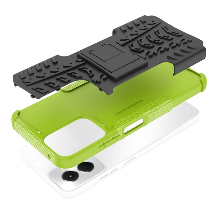 For Motorola Moto G Power 5G 2024 Tire Texture TPU + PC Phone Case with Holder(Green) - Motorola Cases by PMC Jewellery | Online Shopping South Africa | PMC Jewellery | Buy Now Pay Later Mobicred