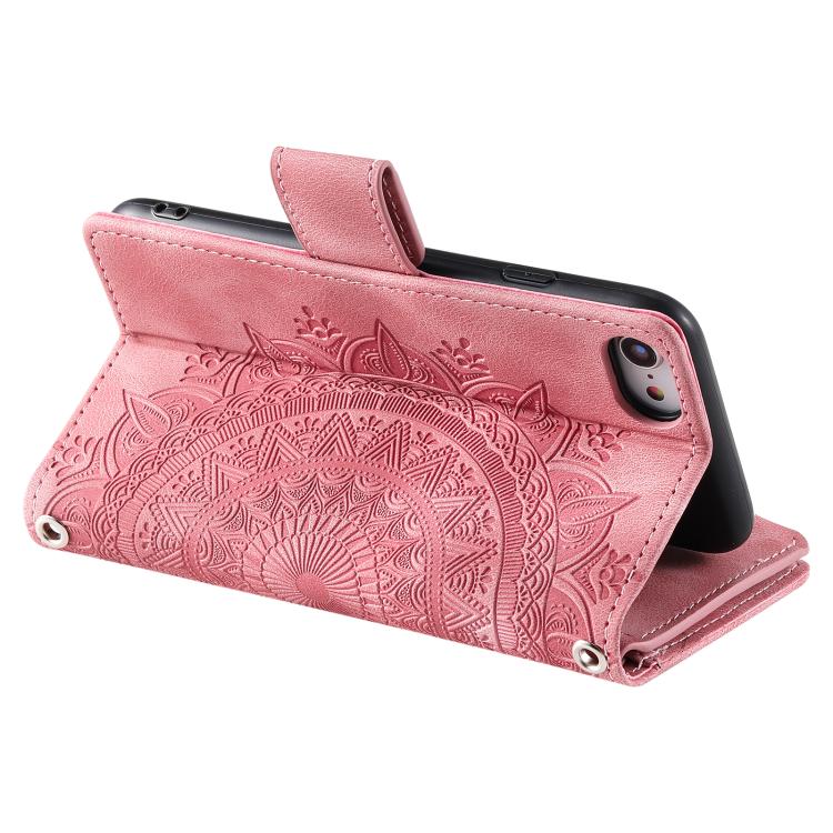 For iPhone 16e Multi-Card Totem Zipper Leather Phone Case(Pink) - iPhone 16e Cases by PMC TechLife | Online Shopping South Africa | PMC TechLife | Buy Now Pay Later Mobicred