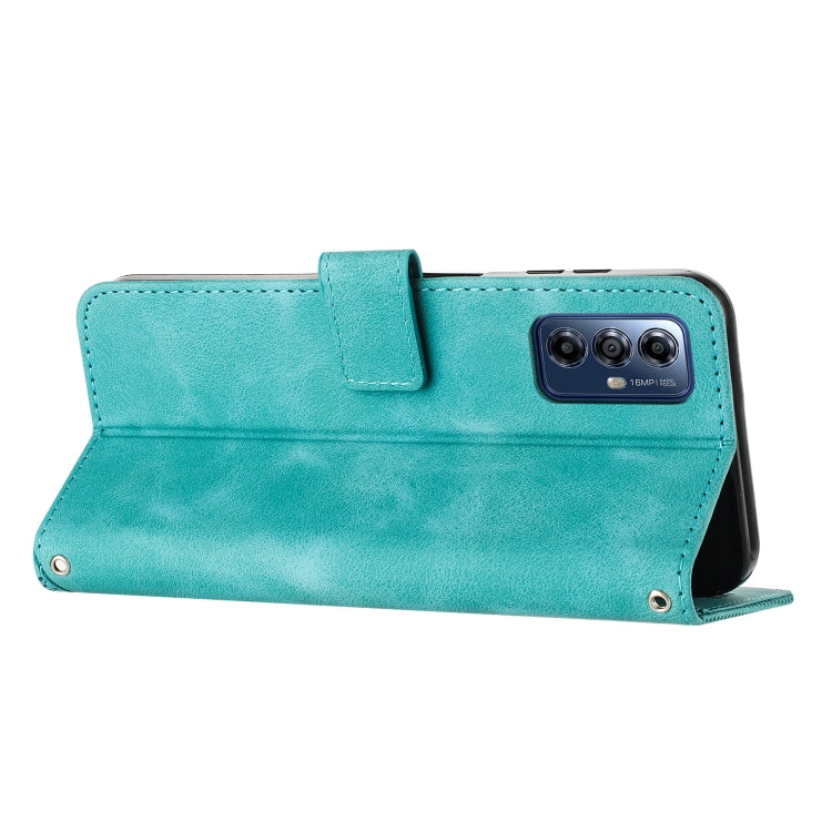 For Motorola Moto G Play 2024 Dream Triangle Leather Phone Case with Lanyard(Green) - Motorola Cases by PMC Jewellery | Online Shopping South Africa | PMC Jewellery | Buy Now Pay Later Mobicred