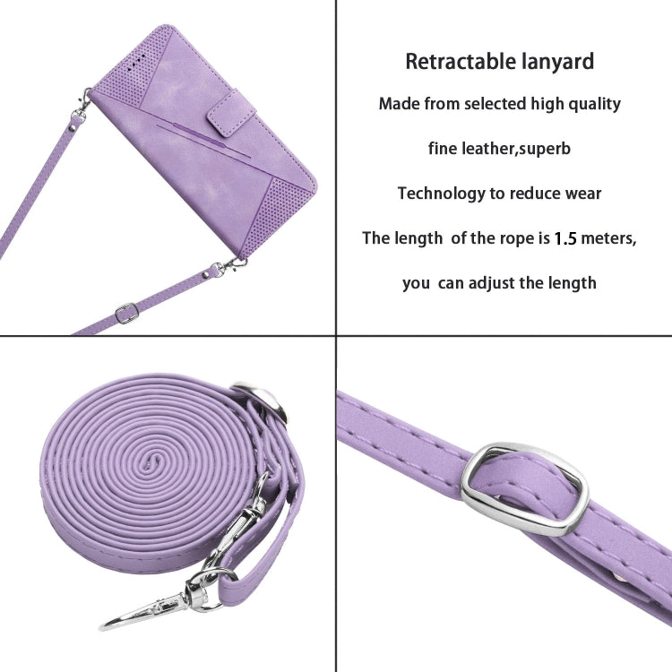 For Motorola Moto G Play 2024 Dream Triangle Leather Phone Case with Lanyard(Purple) - free shipping - PMC Jewellery - Order now!