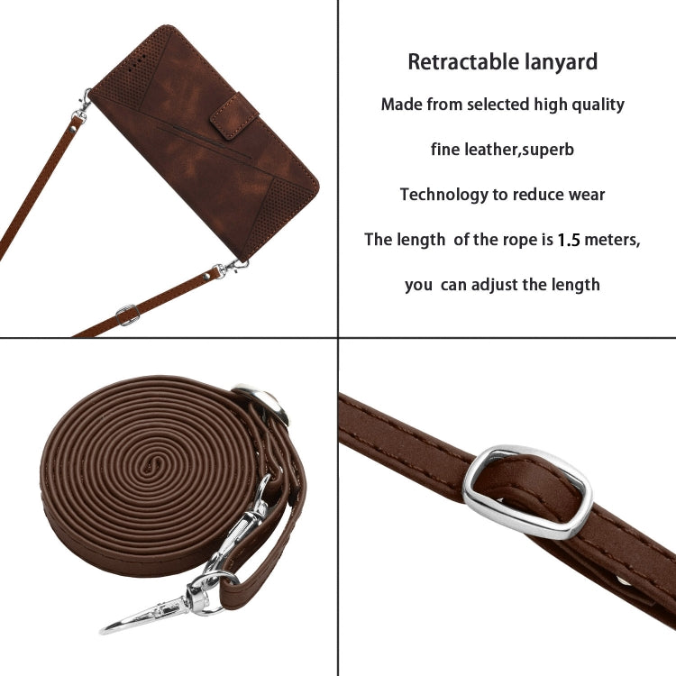 For Motorola Moto G Play 2024 Dream Triangle Leather Phone Case with Lanyard(Brown) - Motorola Cases by PMC Jewellery | Online Shopping South Africa | PMC Jewellery | Buy Now Pay Later Mobicred