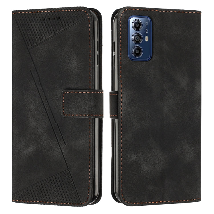 For Motorola Moto G Play 2024 Dream Triangle Leather Phone Case with Lanyard(Black) - Motorola Cases by PMC Jewellery | Online Shopping South Africa | PMC Jewellery | Buy Now Pay Later Mobicred