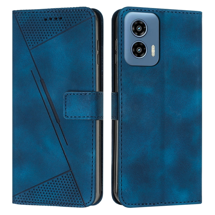 For Motorola Moto G Play 5G 2024/Moto G 5G 2024 Dream Triangle Leather Phone Case with Lanyard(Blue) - Motorola Cases by PMC Jewellery | Online Shopping South Africa | PMC Jewellery | Buy Now Pay Later Mobicred
