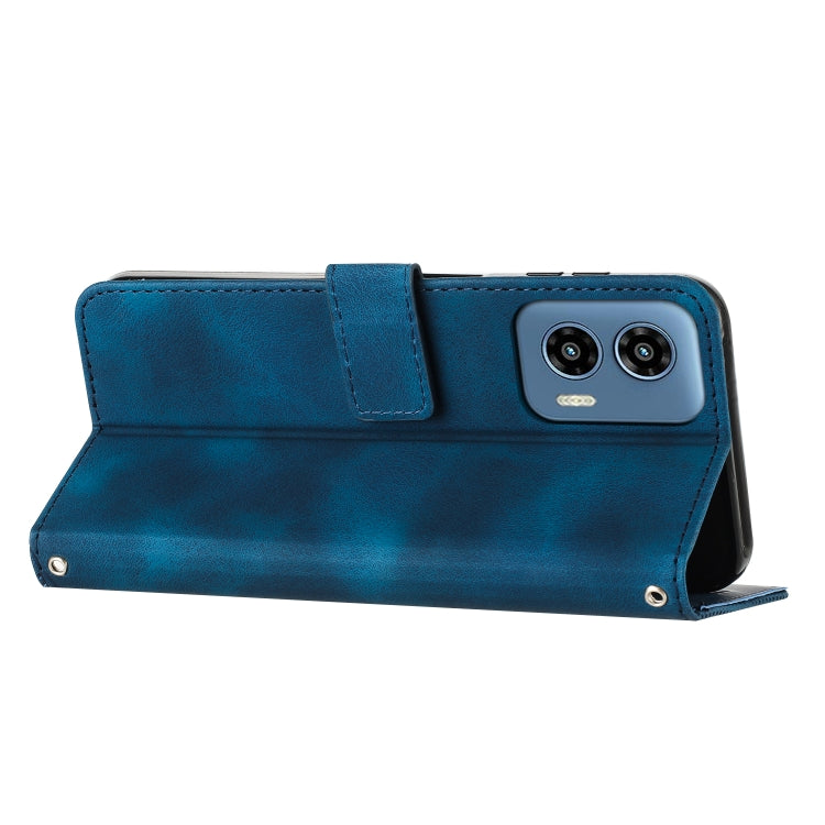 For Motorola Moto G Play 5G 2024/Moto G 5G 2024 Dream Triangle Leather Phone Case with Lanyard(Blue) - Motorola Cases by PMC Jewellery | Online Shopping South Africa | PMC Jewellery | Buy Now Pay Later Mobicred