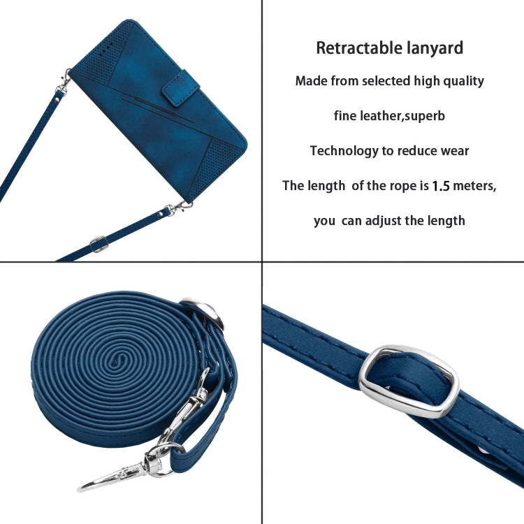 For Motorola Moto G Play 5G 2024/Moto G 5G 2024 Dream Triangle Leather Phone Case with Lanyard(Blue) - Motorola Cases by PMC Jewellery | Online Shopping South Africa | PMC Jewellery | Buy Now Pay Later Mobicred