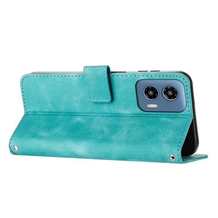 For Motorola Moto G Play 5G 2024/Moto G 5G 2024 Dream Triangle Leather Phone Case with Lanyard(Green) - Motorola Cases by PMC Jewellery | Online Shopping South Africa | PMC Jewellery | Buy Now Pay Later Mobicred