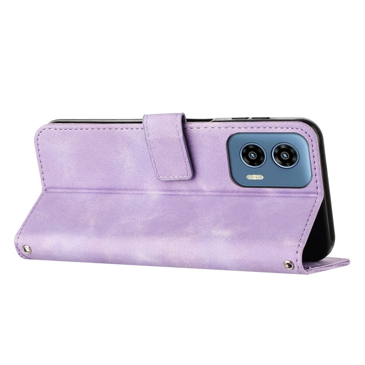 For Motorola Moto G Play 5G 2024/Moto G 5G 2024 Dream Triangle Leather Phone Case with Lanyard(Purple) - Motorola Cases by PMC Jewellery | Online Shopping South Africa | PMC Jewellery | Buy Now Pay Later Mobicred